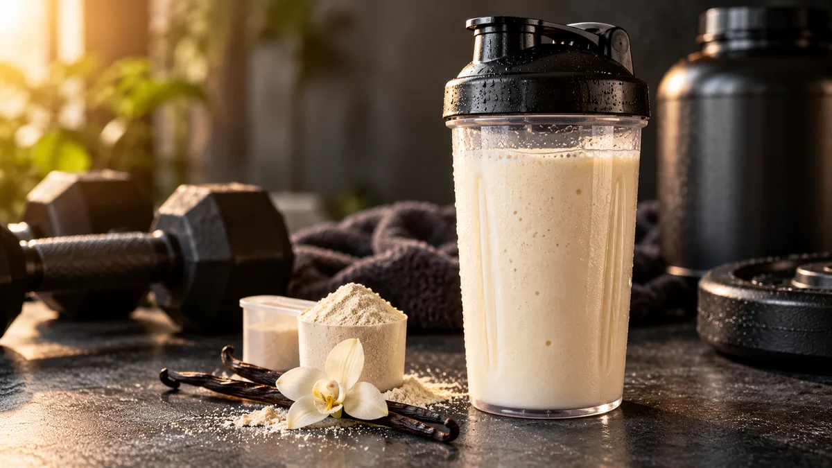 Cremiger Proteinshake im Glas